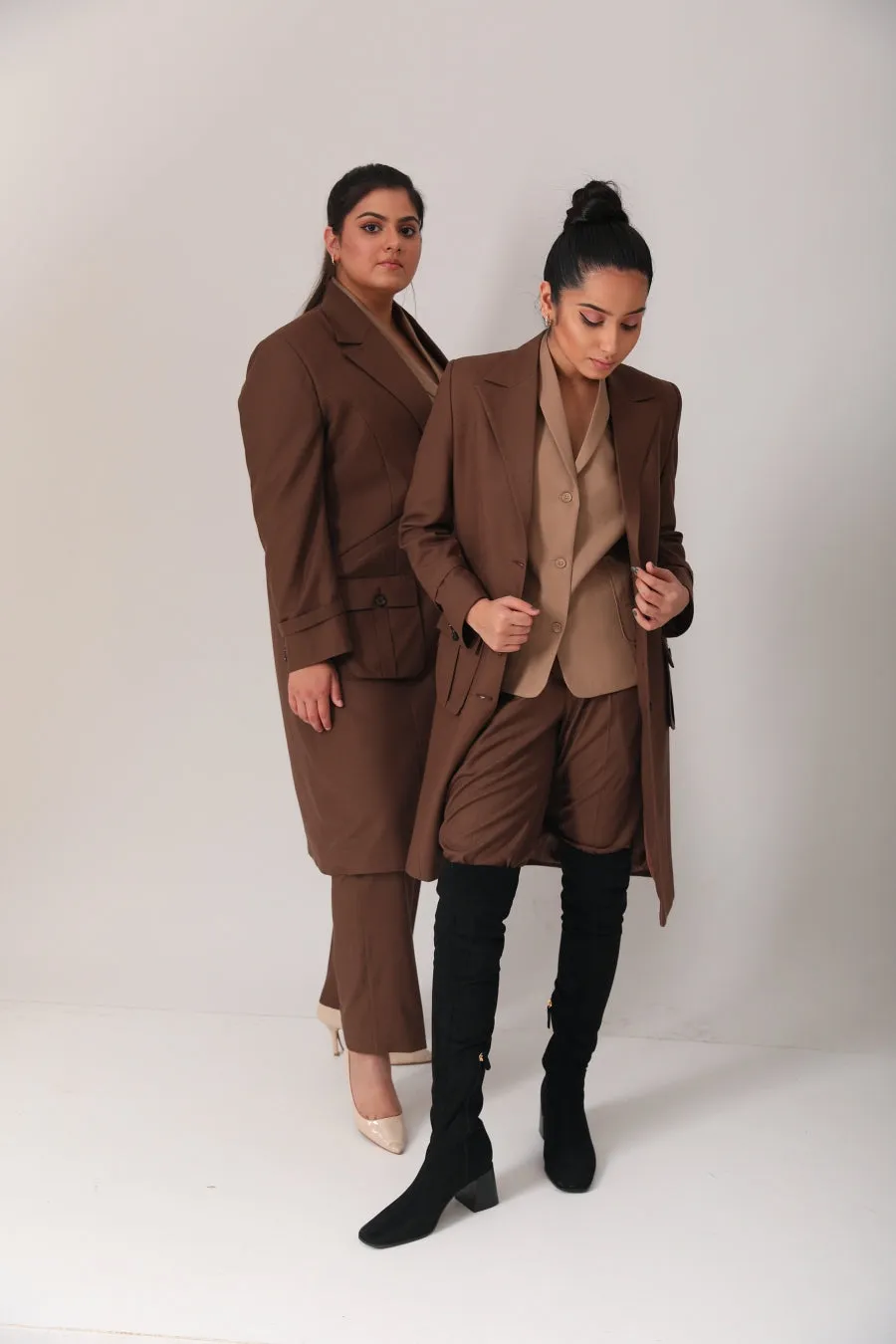 Business Formal Ladies Brown Three Piece Suit