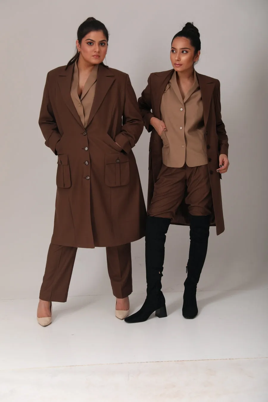 Business Formal Ladies Brown Three Piece Suit