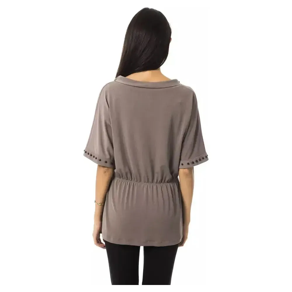 BYBLOS Gray Polyester Women T-Shirt