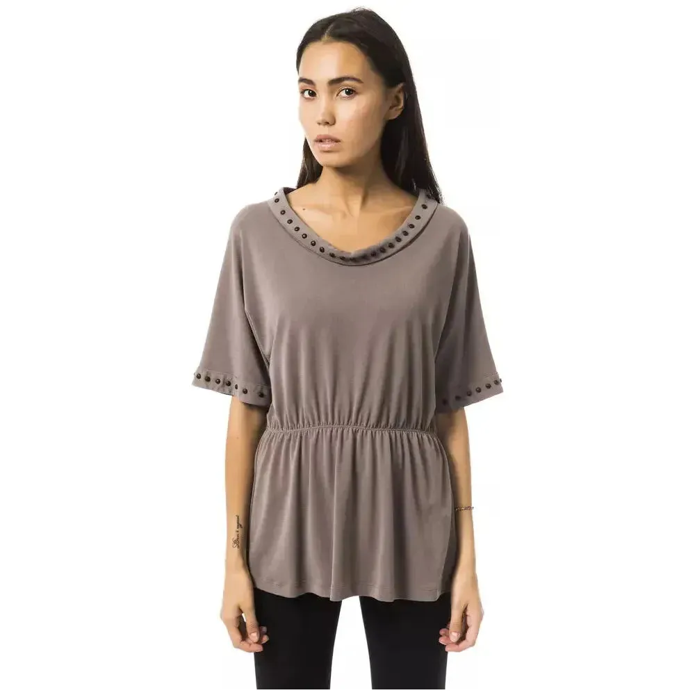 BYBLOS Gray Polyester Women T-Shirt