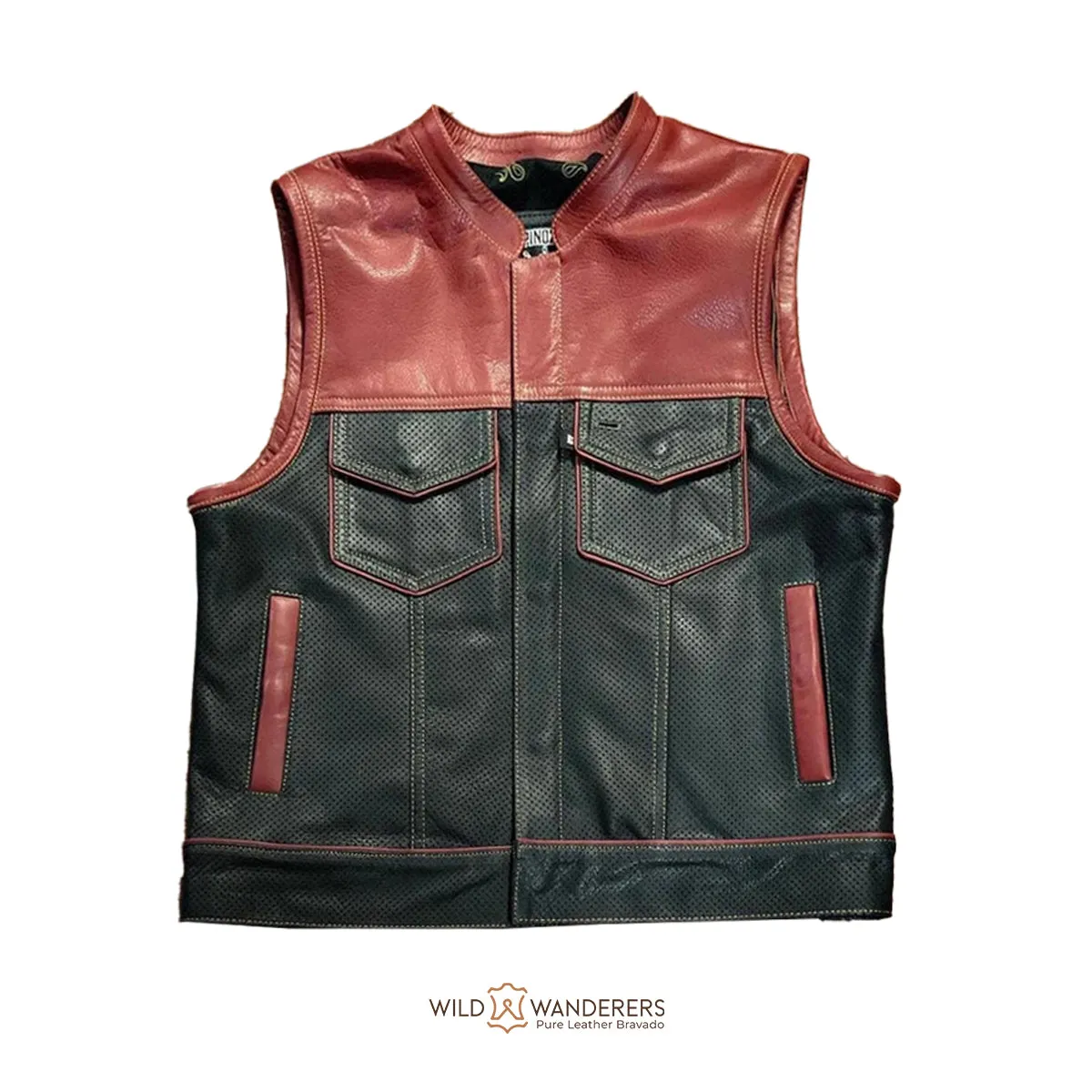 Byzantine Perforated Men's Leather Biker Vest