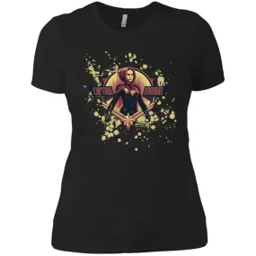 Captain Marvel Cracked Paint Splatter Logo Women Cotton T-Shirt