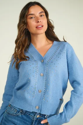 Cardigan en tricot avec pierres - CLOVER - (E-A6)