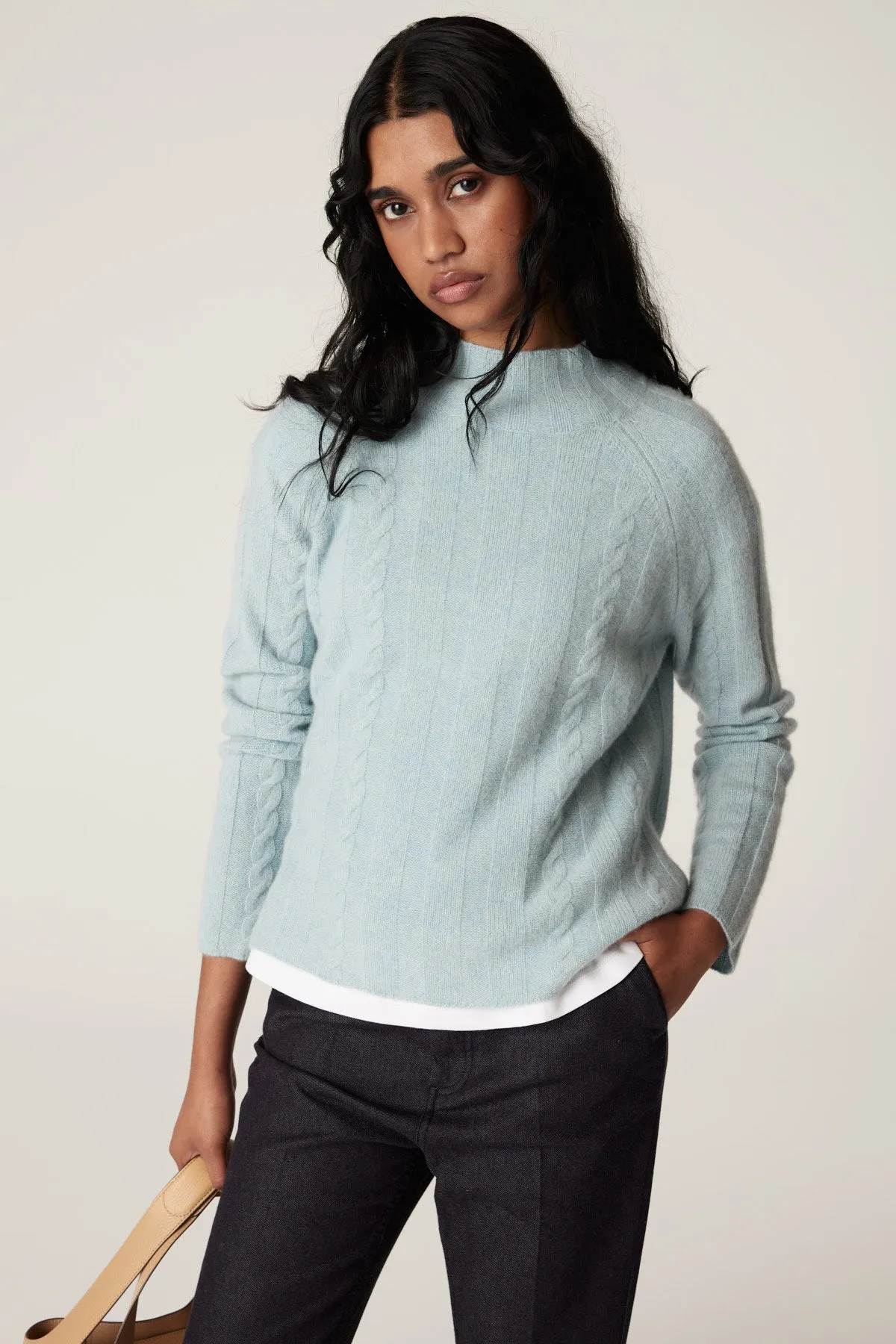 Cashwool Cable Jumper - Ice Blue