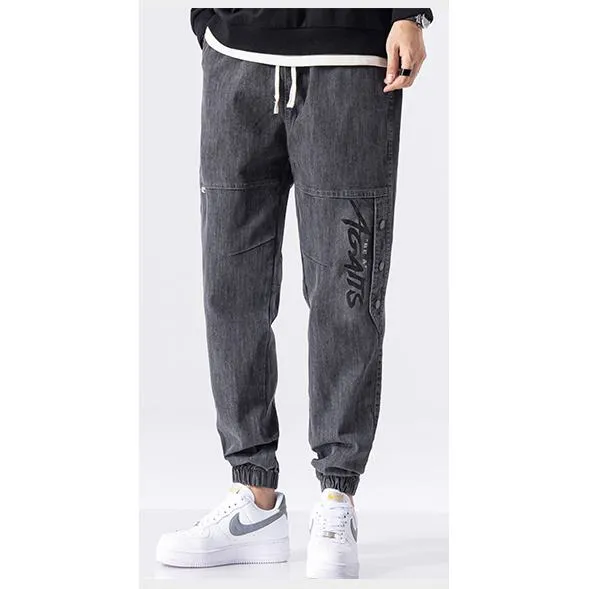 Casual Drawstring Waist Tapered Jeans