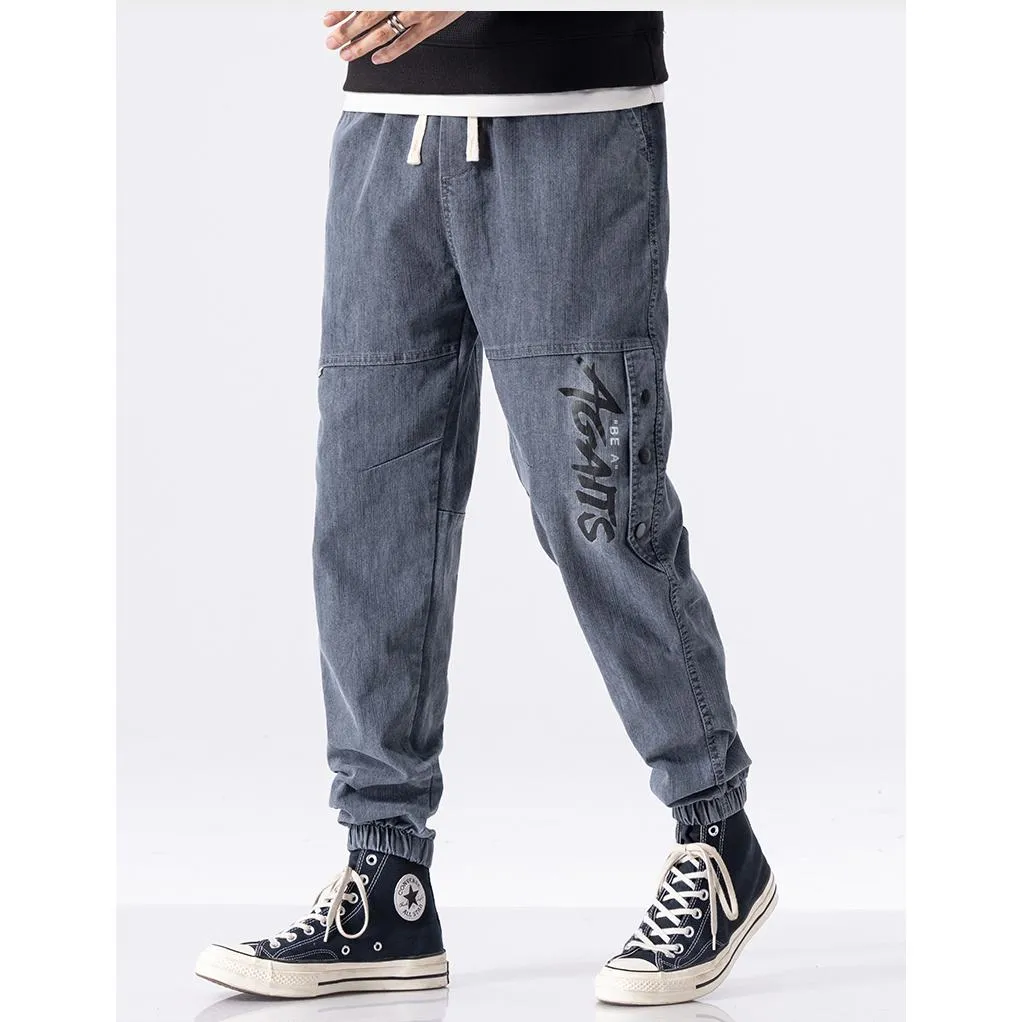 Casual Drawstring Waist Tapered Jeans