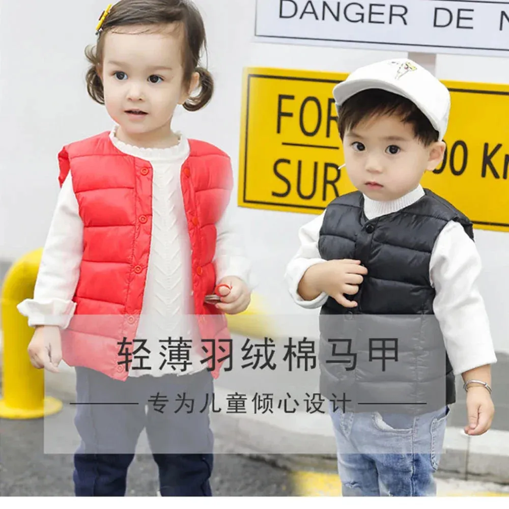 Children's Vest For Girls 2023 Autumn Winter Clothes Baby Vests  Warm Outerwear Boys Waistcoat Toddler  Jacket Kids Coats