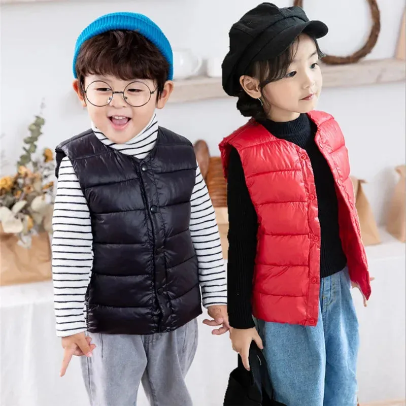 Children's Vest For Girls 2023 Autumn Winter Clothes Baby Vests  Warm Outerwear Boys Waistcoat Toddler  Jacket Kids Coats