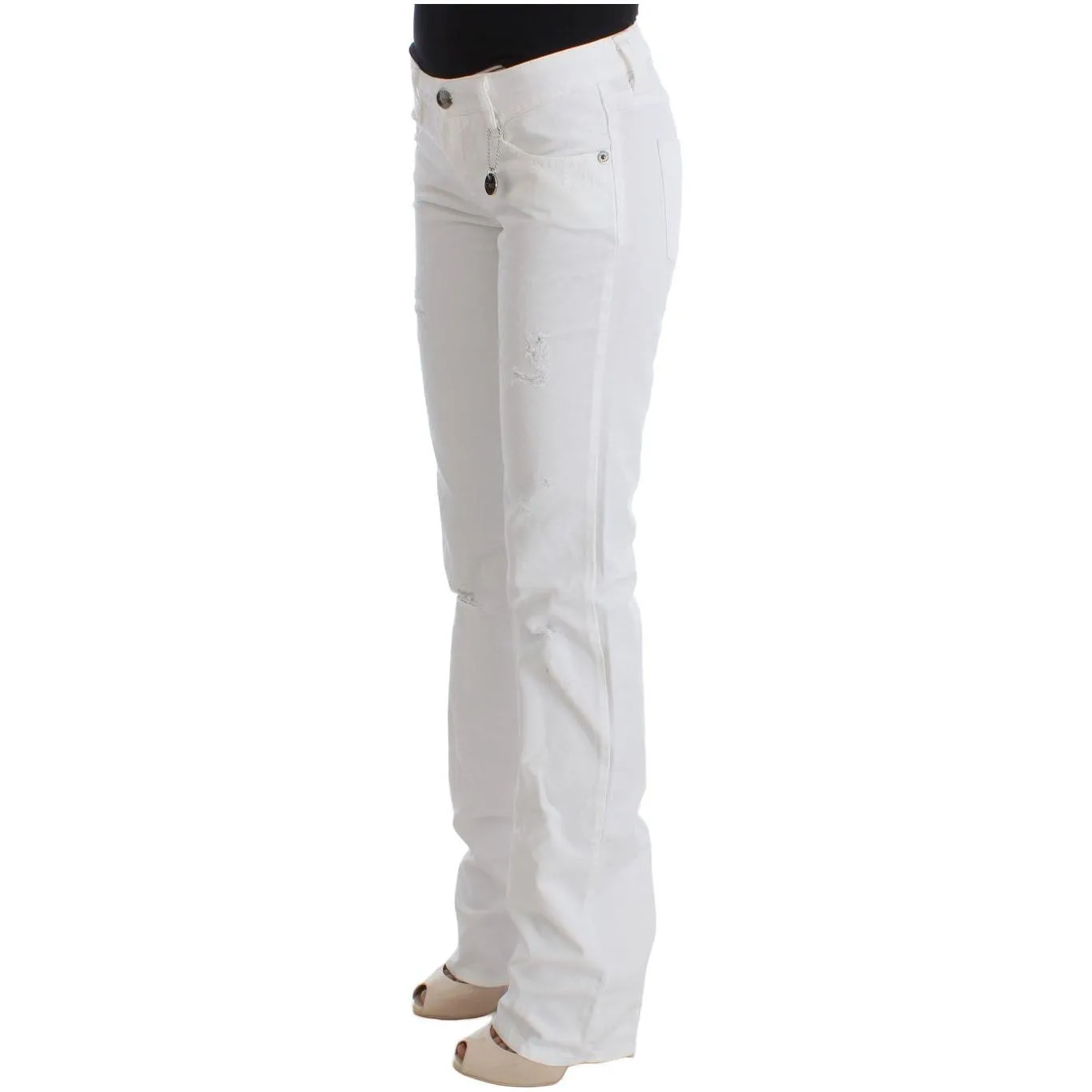 Costume National Chic Slim Fit White Cotton Jeans