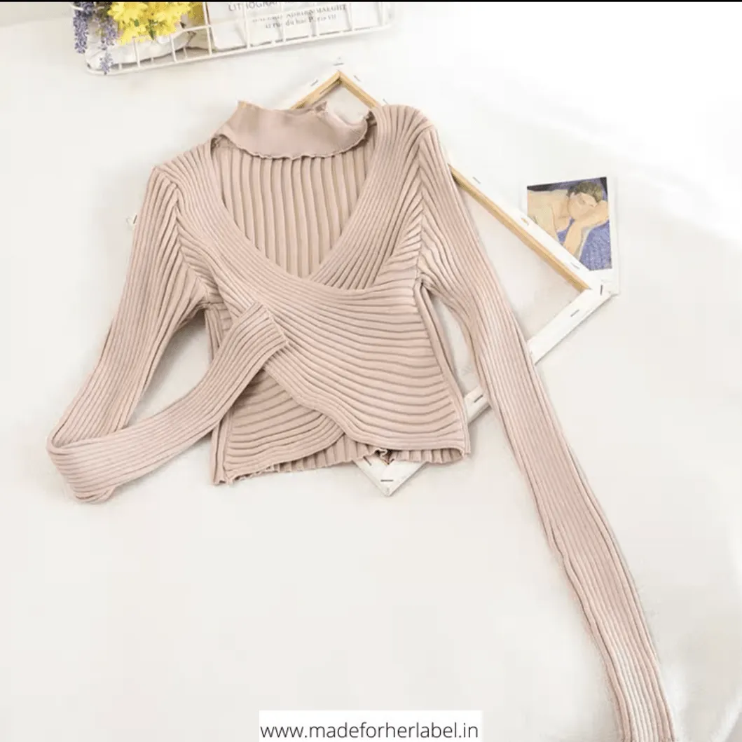 Criss Cross Knitted Sweater Top