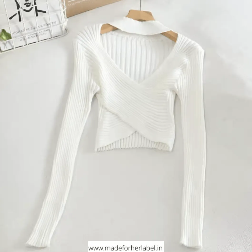 Criss Cross Knitted Sweater Top