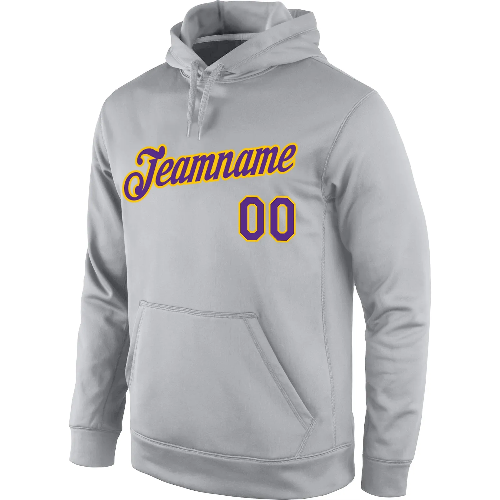 Custom Stitched Gray Purple-Gold Sports Pullover Sweatshirt Hoodie