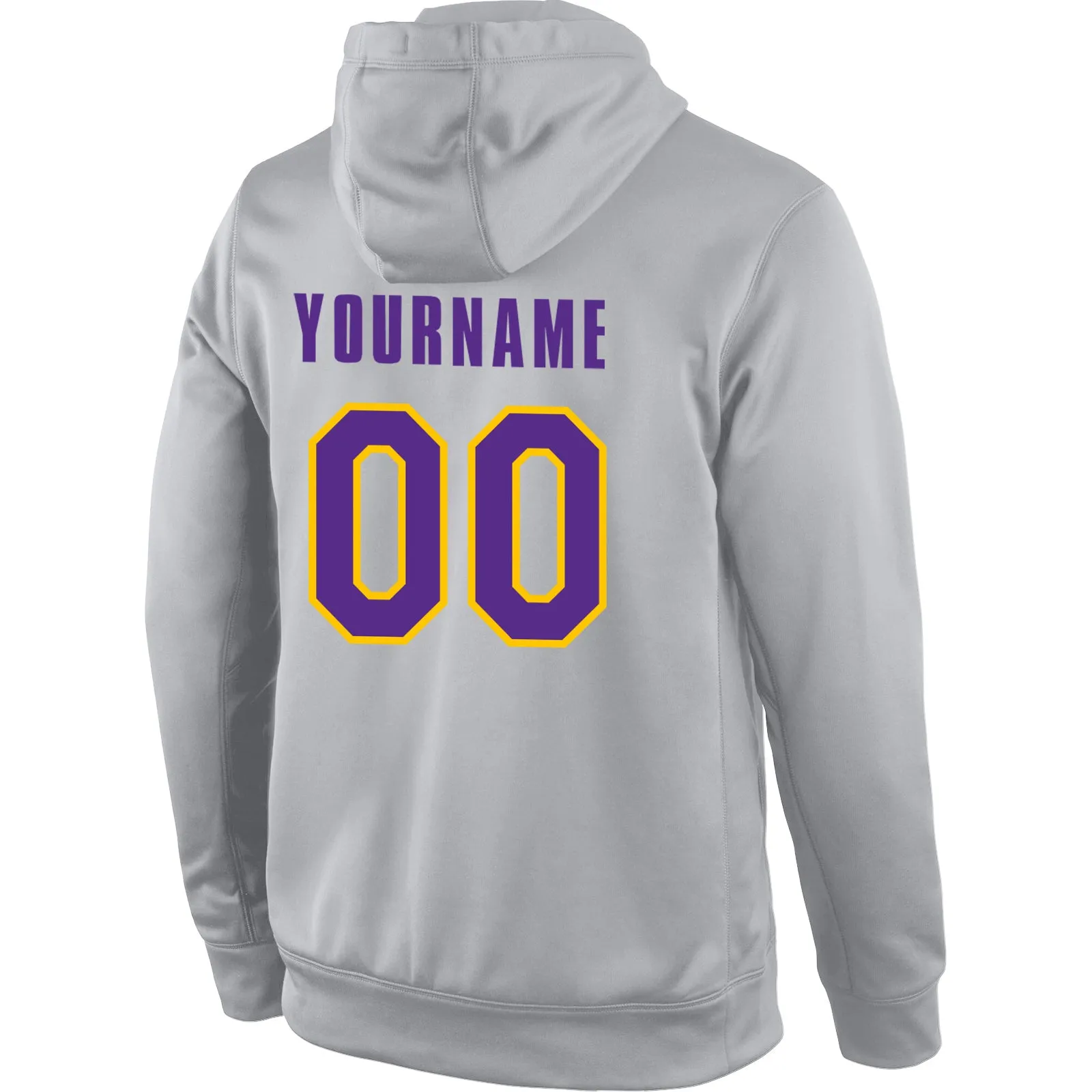 Custom Stitched Gray Purple-Gold Sports Pullover Sweatshirt Hoodie