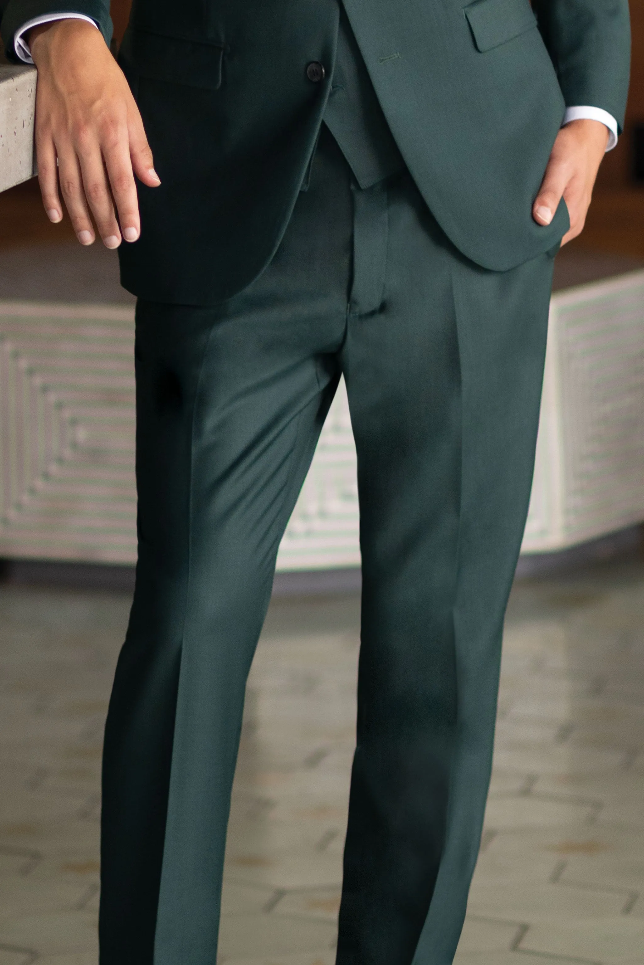 Dark Green Slim Fit Suit Coat