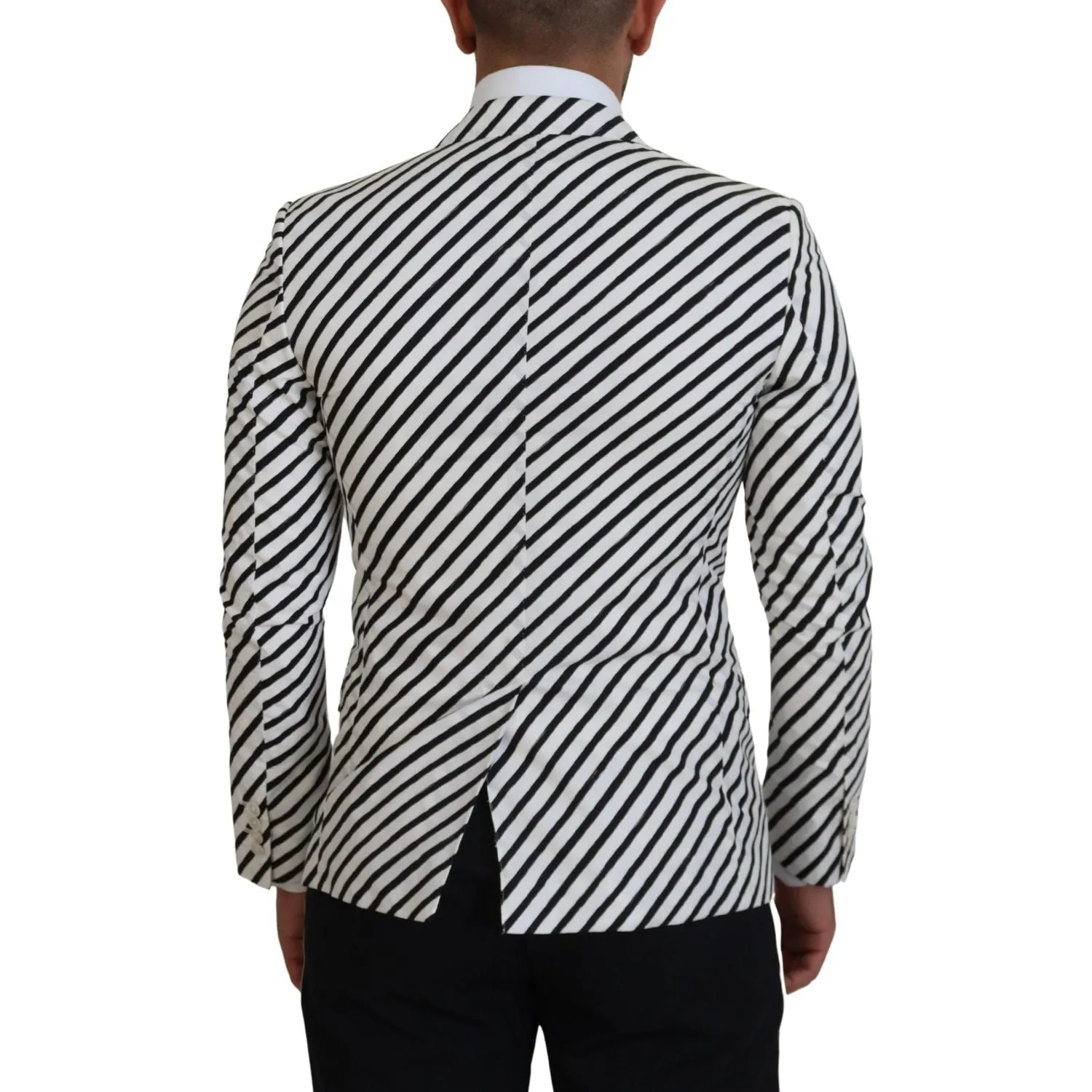 Dolce & Gabbana Elegant White Striped Single Breasted Blazer