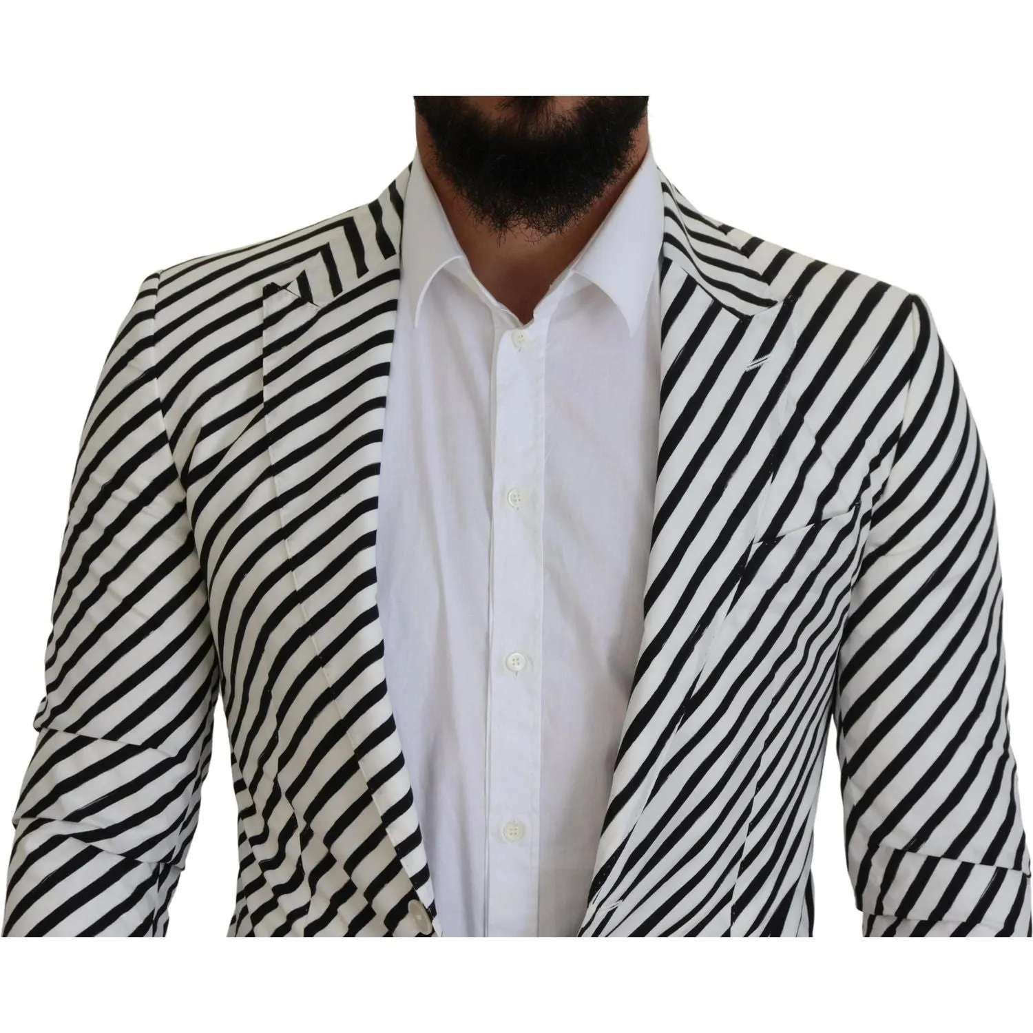 Dolce & Gabbana Elegant White Striped Single Breasted Blazer