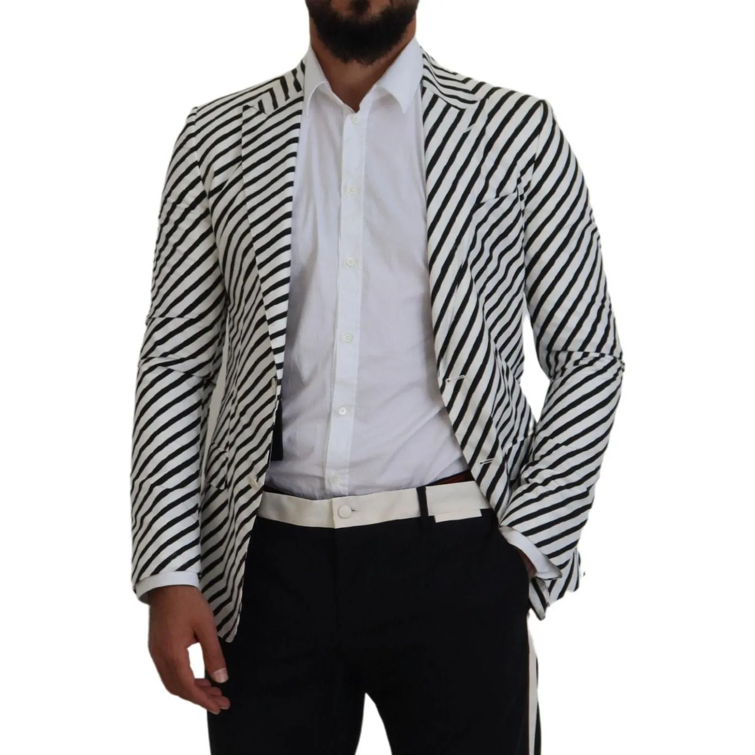 Dolce & Gabbana Elegant White Striped Single Breasted Blazer