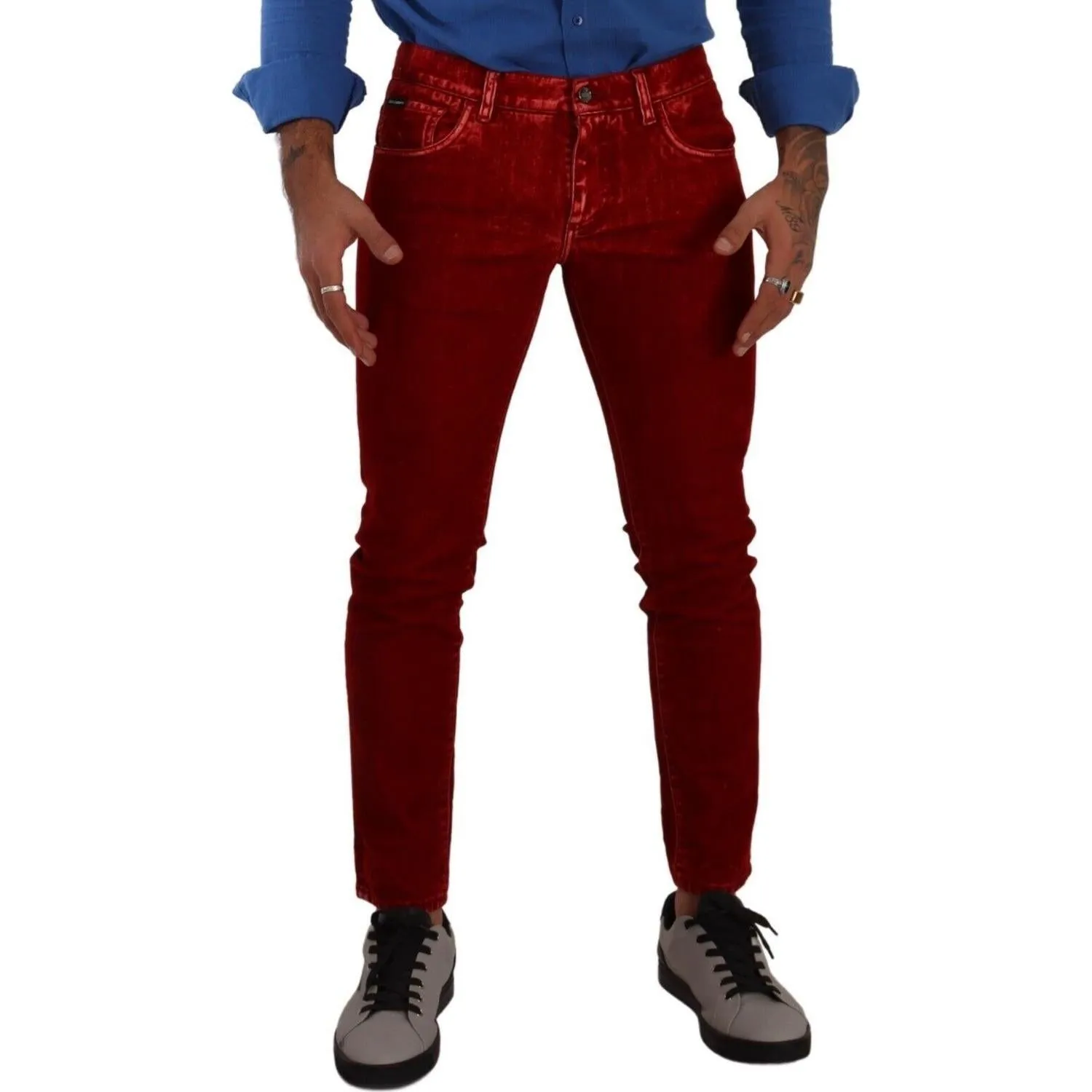 Dolce & Gabbana Ravishing Red Slim Fit Designer Jeans