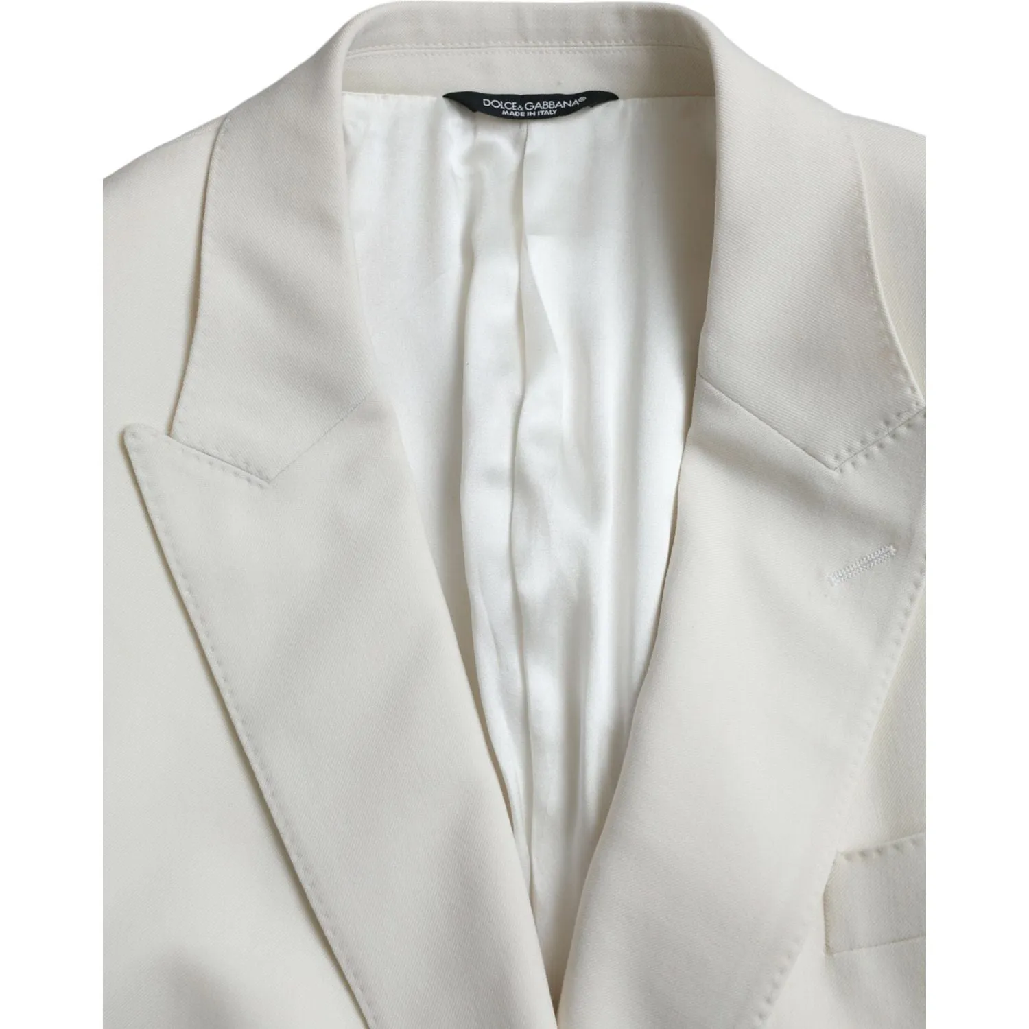 Dolce & Gabbana White Wool MARTINI Double Breasted Blazer