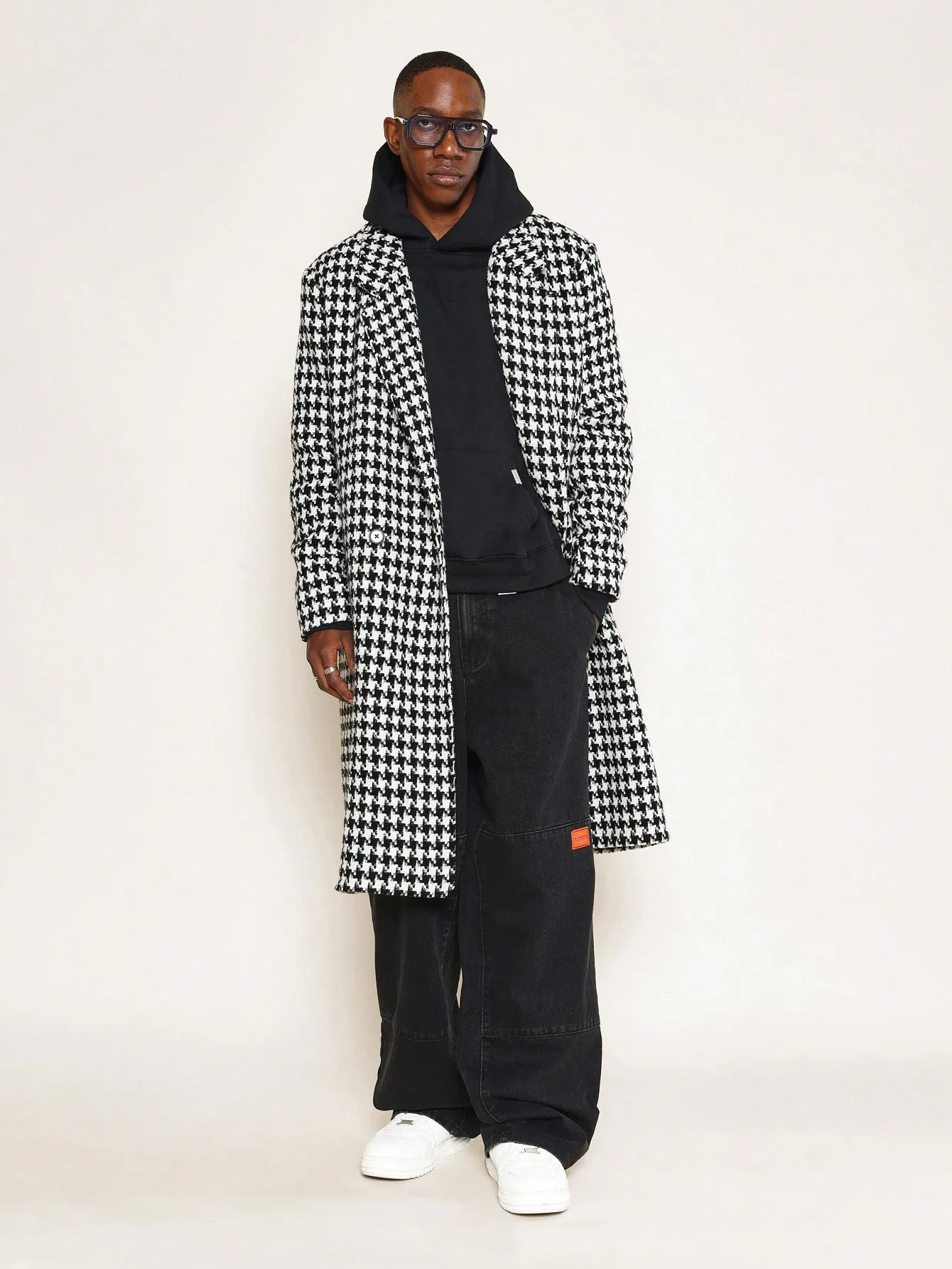 Double-Breasted Check Overcoat