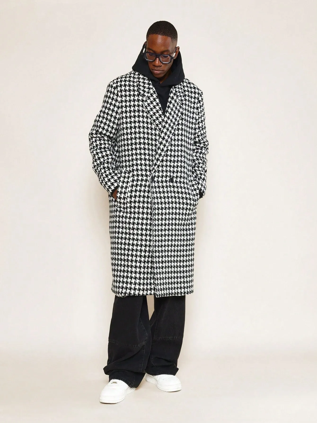 Double-Breasted Check Overcoat