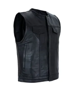 Dream Apparel Men's Motorcycle Club Vest With Black Liner Conceal Gun Pockets