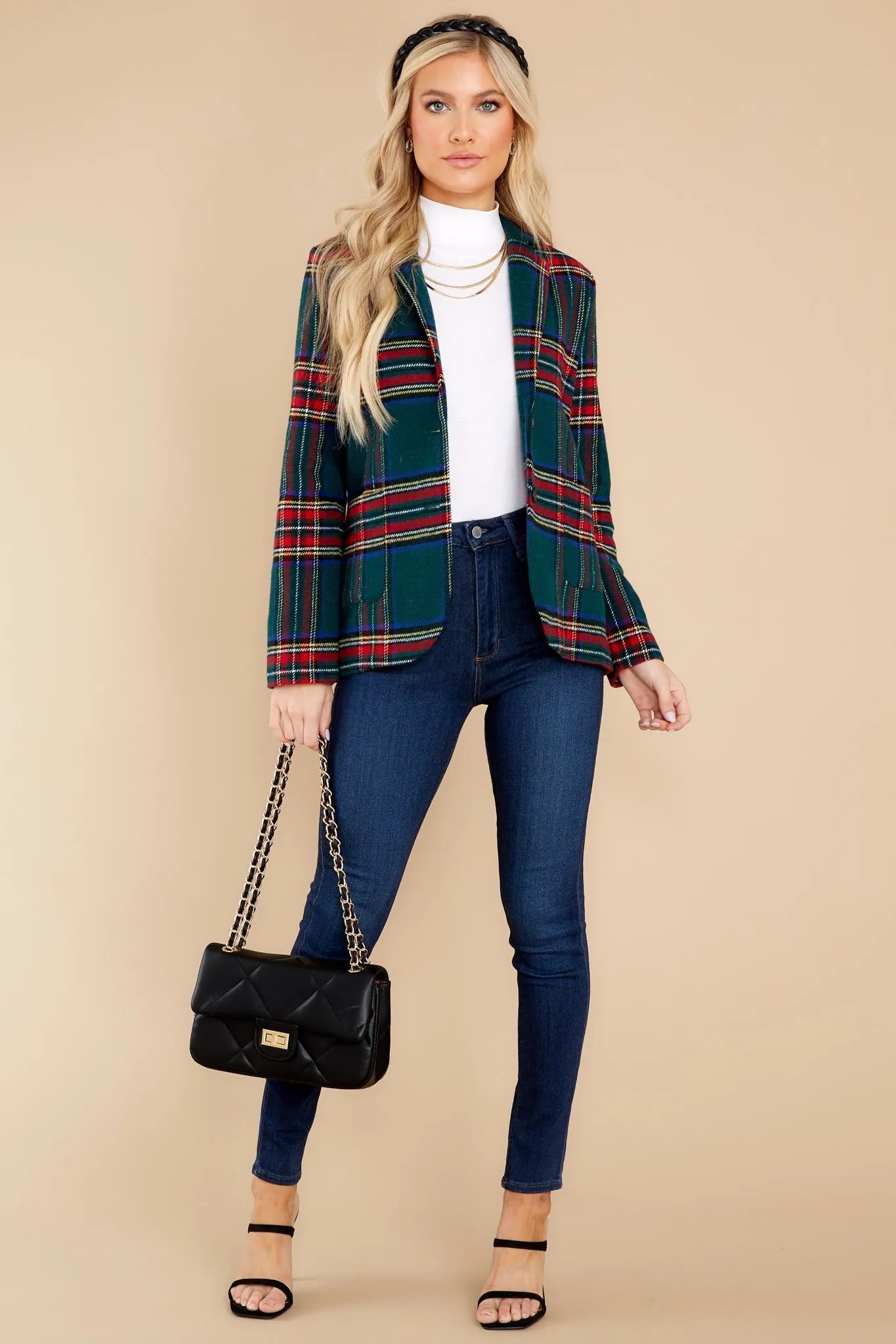 Dressed In Time Green Plaid Blazer