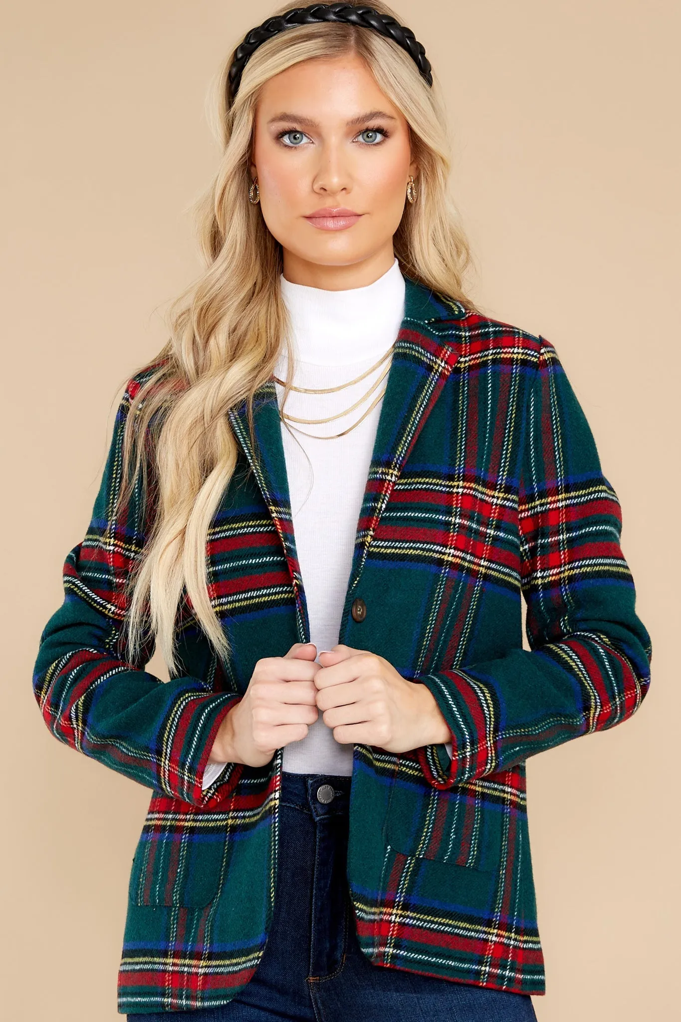 Dressed In Time Green Plaid Blazer