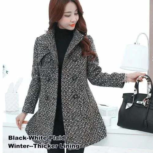 Elegant Wool Blends Women Winter Coat