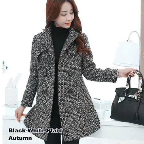 Elegant Wool Blends Women Winter Coat