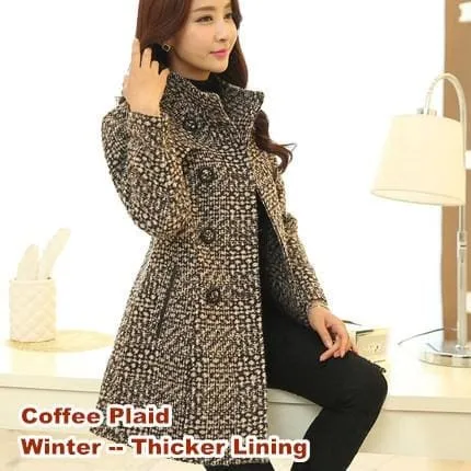 Elegant Wool Blends Women Winter Coat