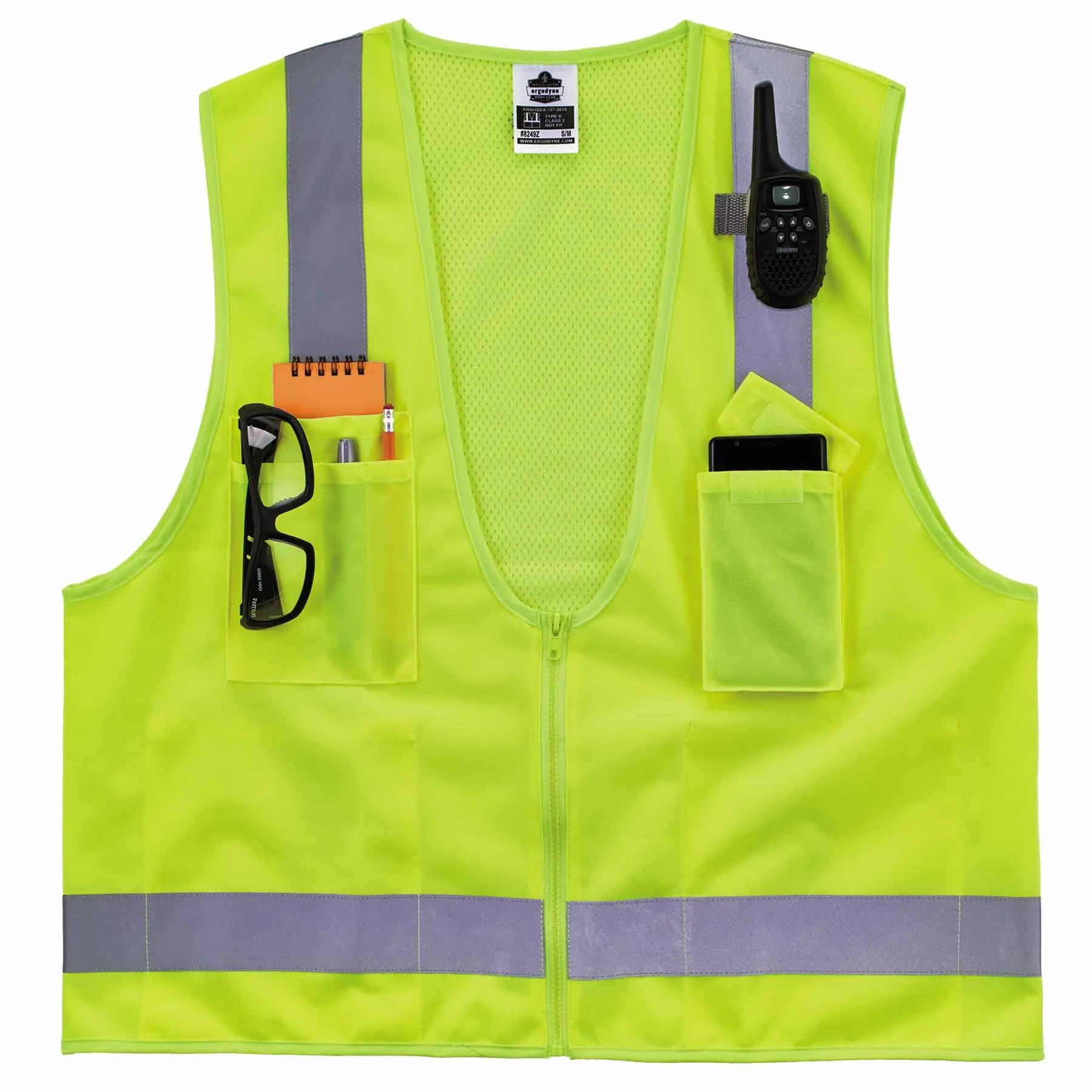 Ergodyne 24507 8249Z-S 3XL Lime Class 2 Economy Surveyors Vest - Single Size