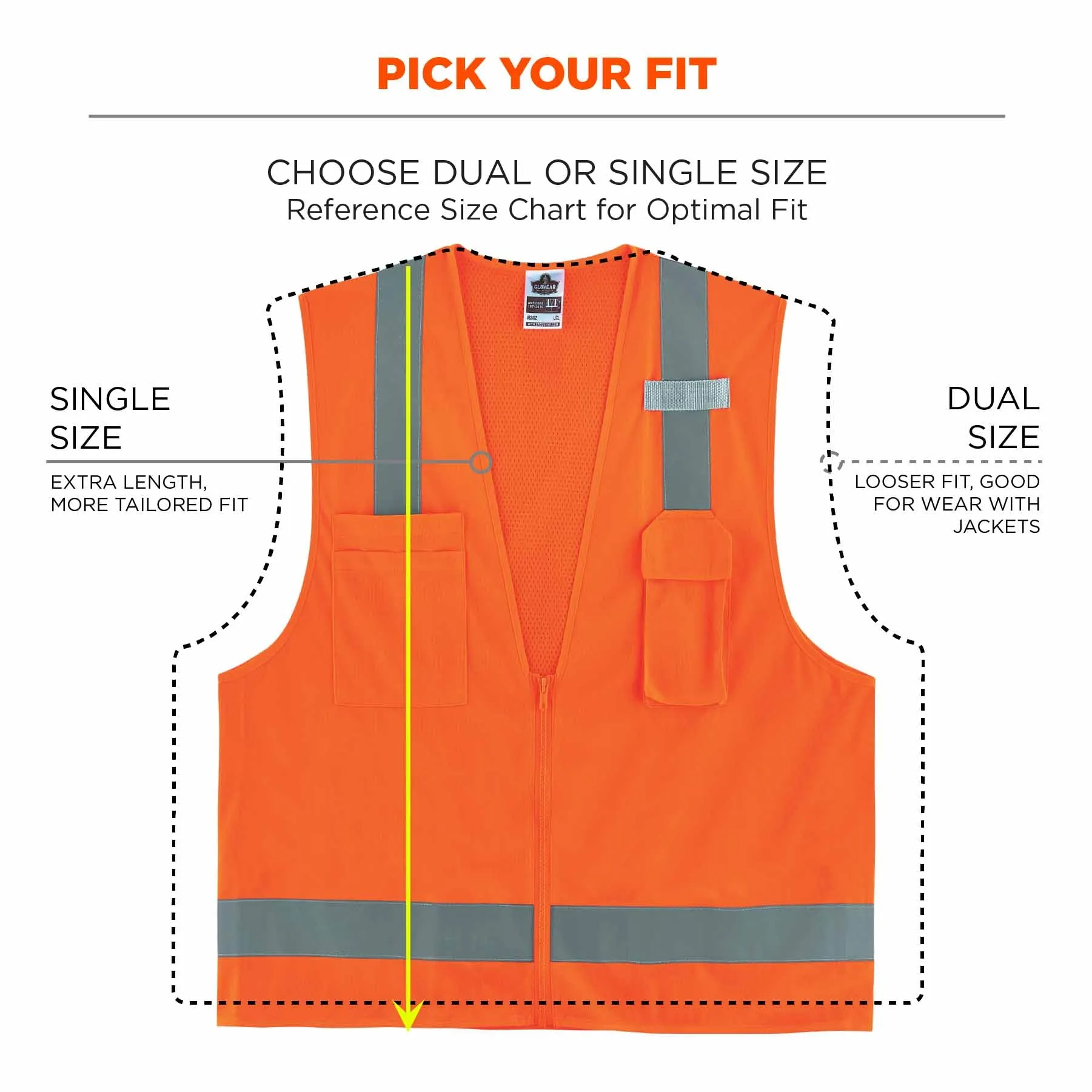 Ergodyne 24515 8249Z-S XL Orange Class 2 Economy Surveyors Vest - Single Size