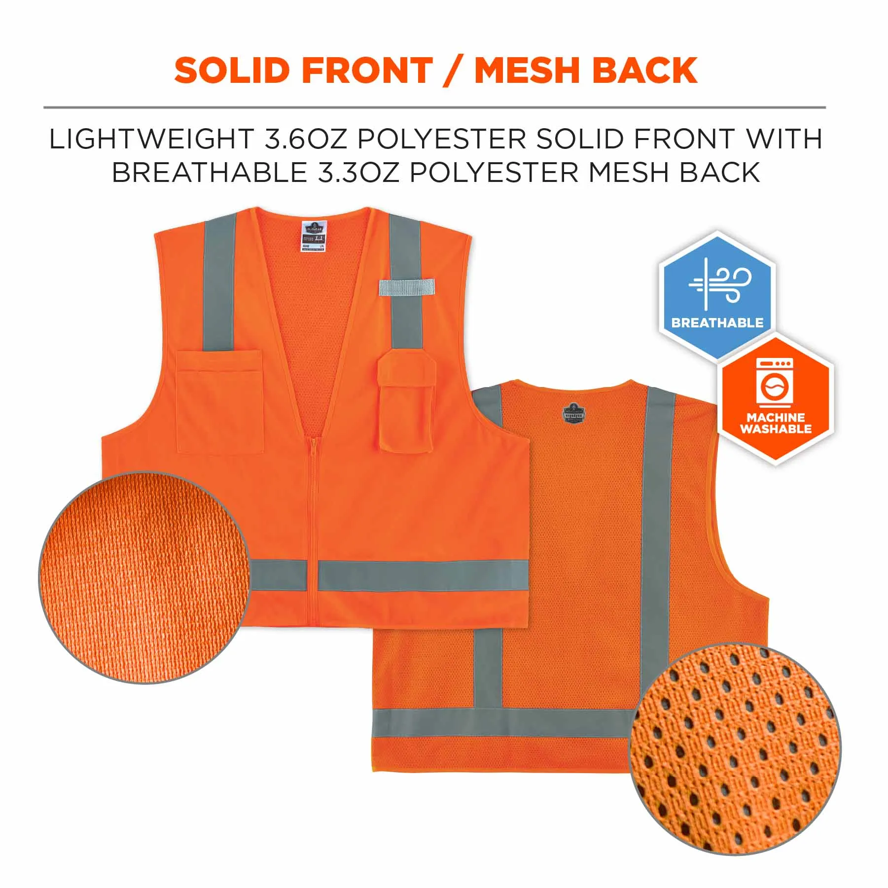 Ergodyne 24515 8249Z-S XL Orange Class 2 Economy Surveyors Vest - Single Size