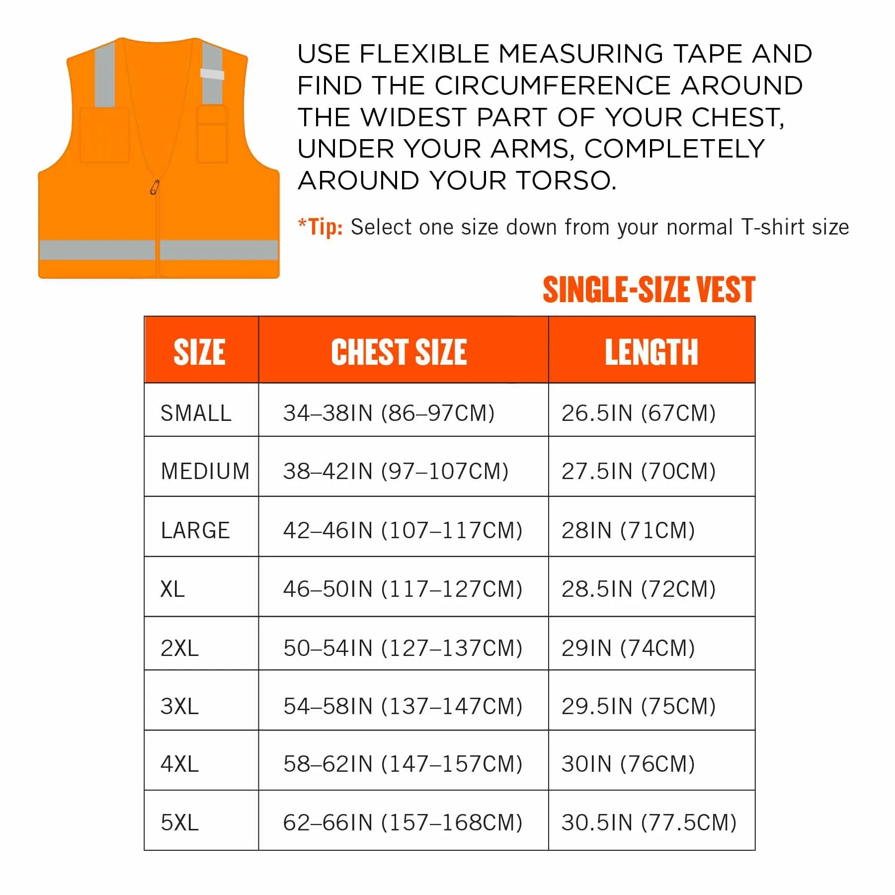 Ergodyne 24515 8249Z-S XL Orange Class 2 Economy Surveyors Vest - Single Size