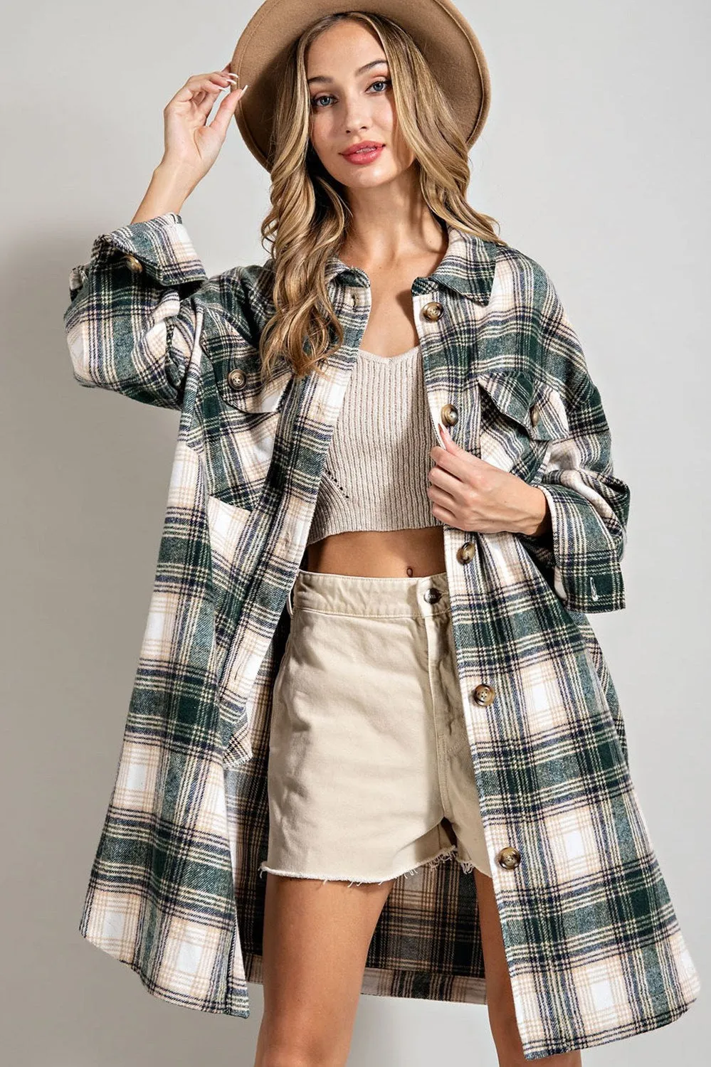 Extended Plaid Long Shacket