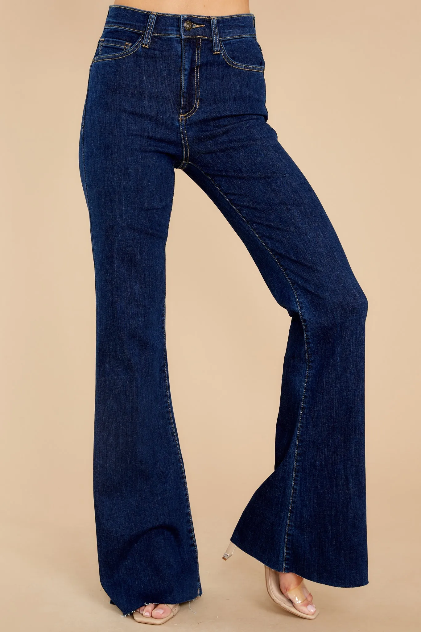 Feel My Heartbeat Dark Wash Wide Leg Jeans