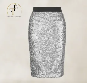 Fenn Wright Manson Caroline Skirt, Silver/Grey Sequin UK 18  US 14 EU 46