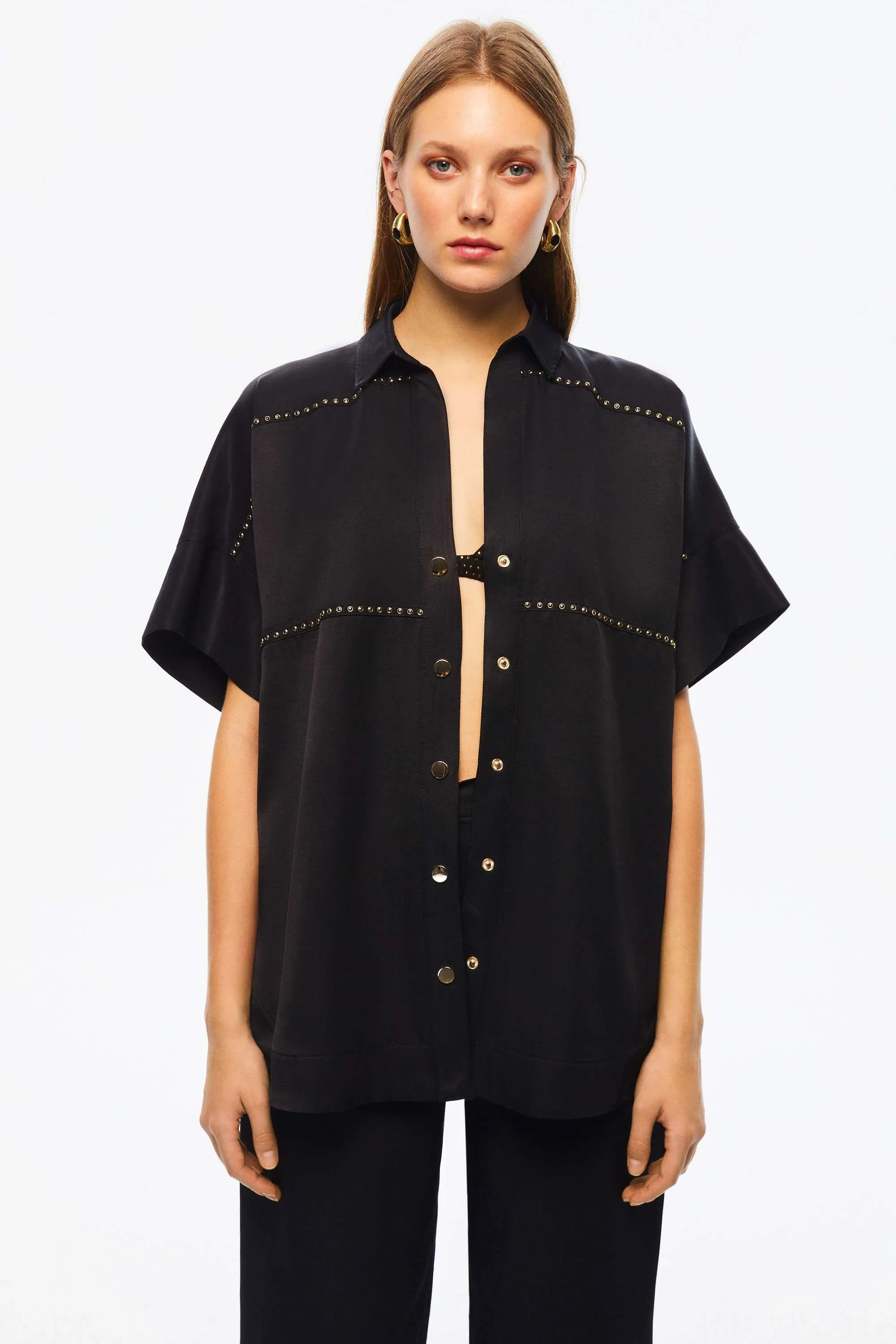 Flat Studded Oversized Shirt