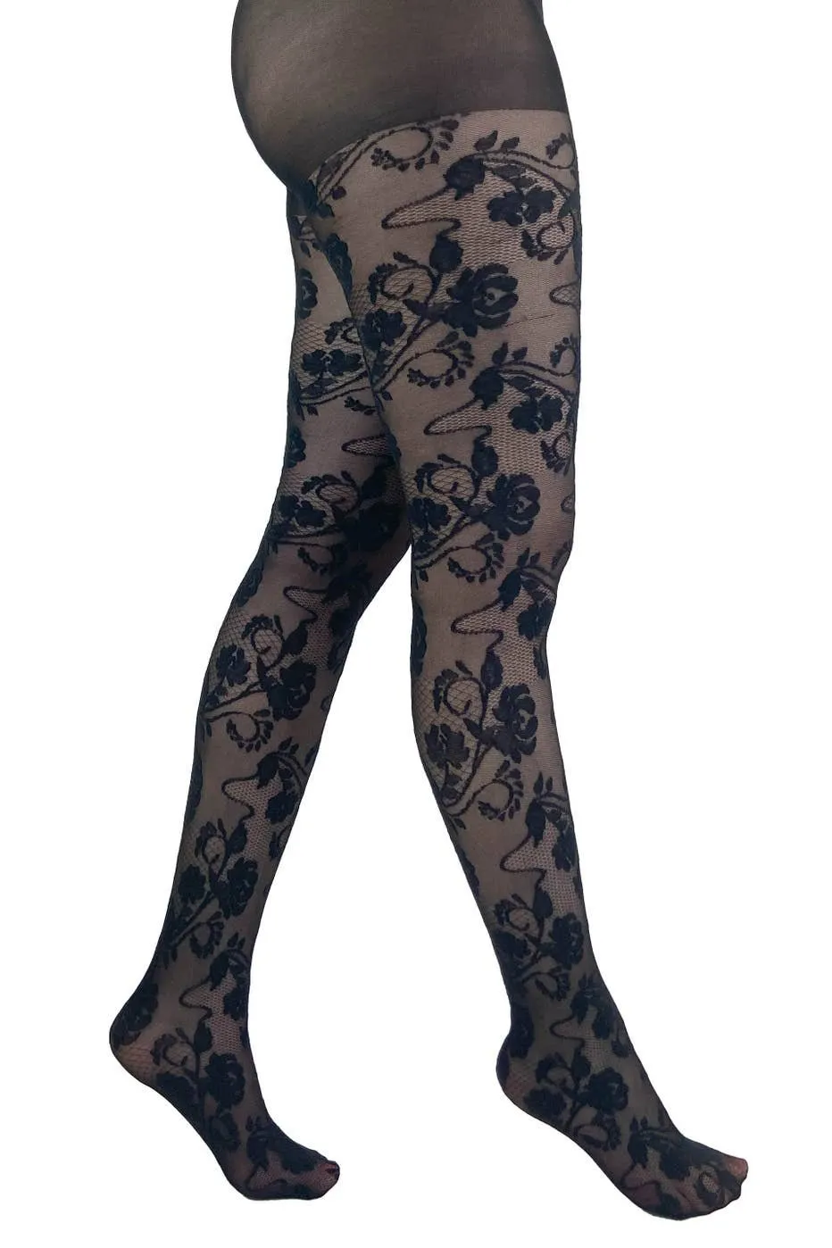 Fleur Lace Tights in Black