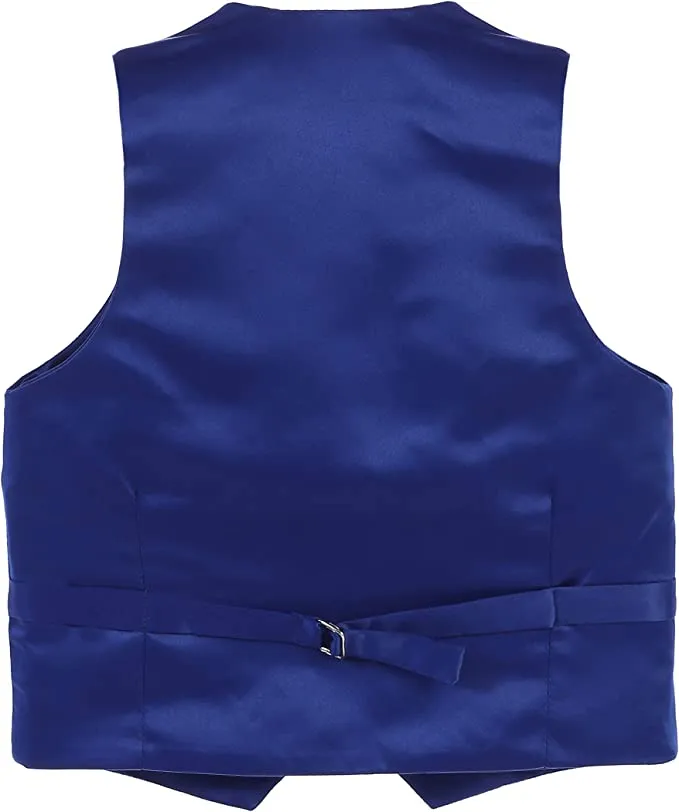 Formal Velvet 4 Button Vest Suit Toddler's Kids Boys - Royal Blue