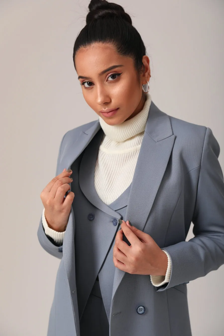 Formal Women's Blue Three Piece Suit