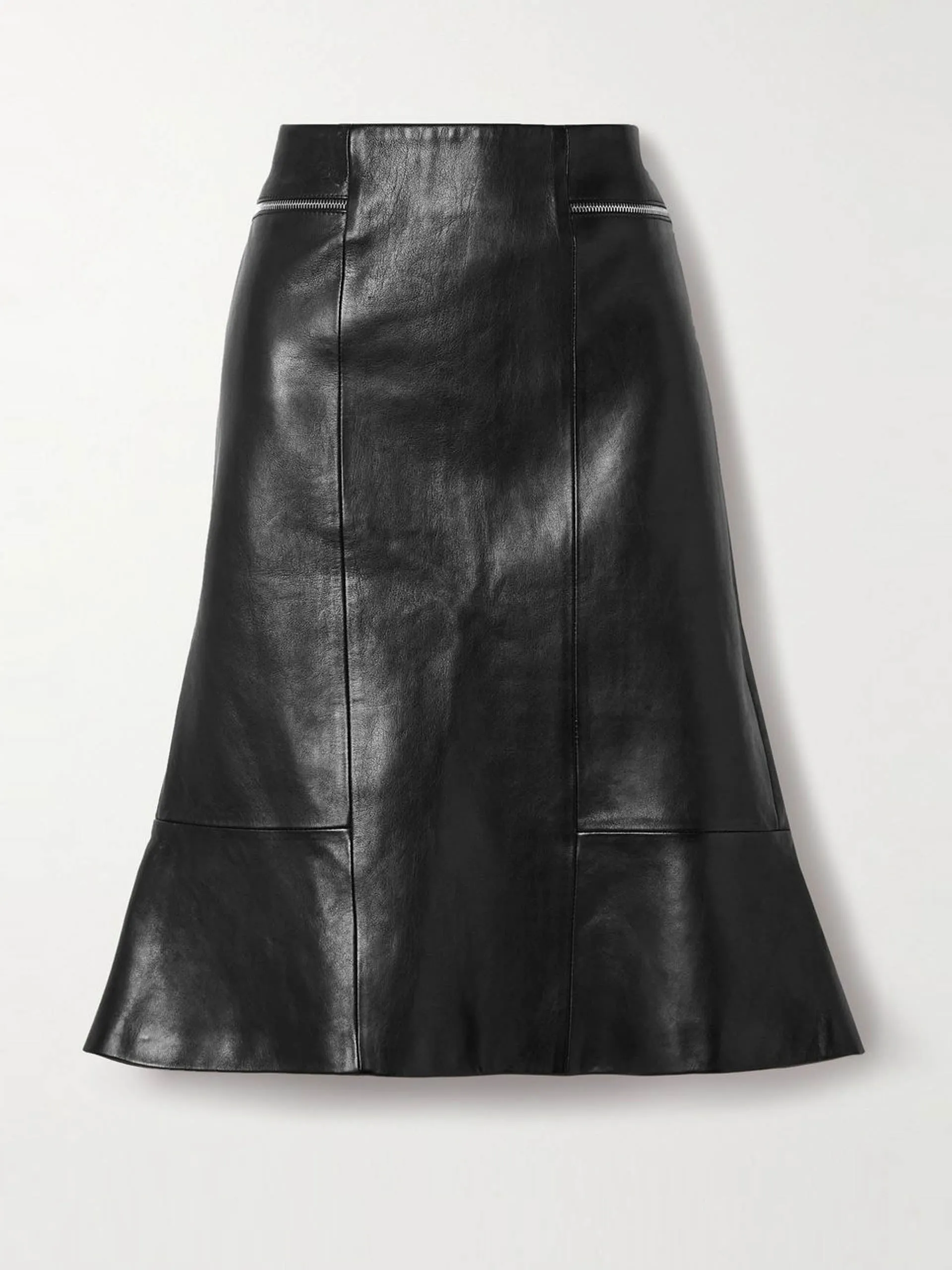 Francine paneled leather midi skirt