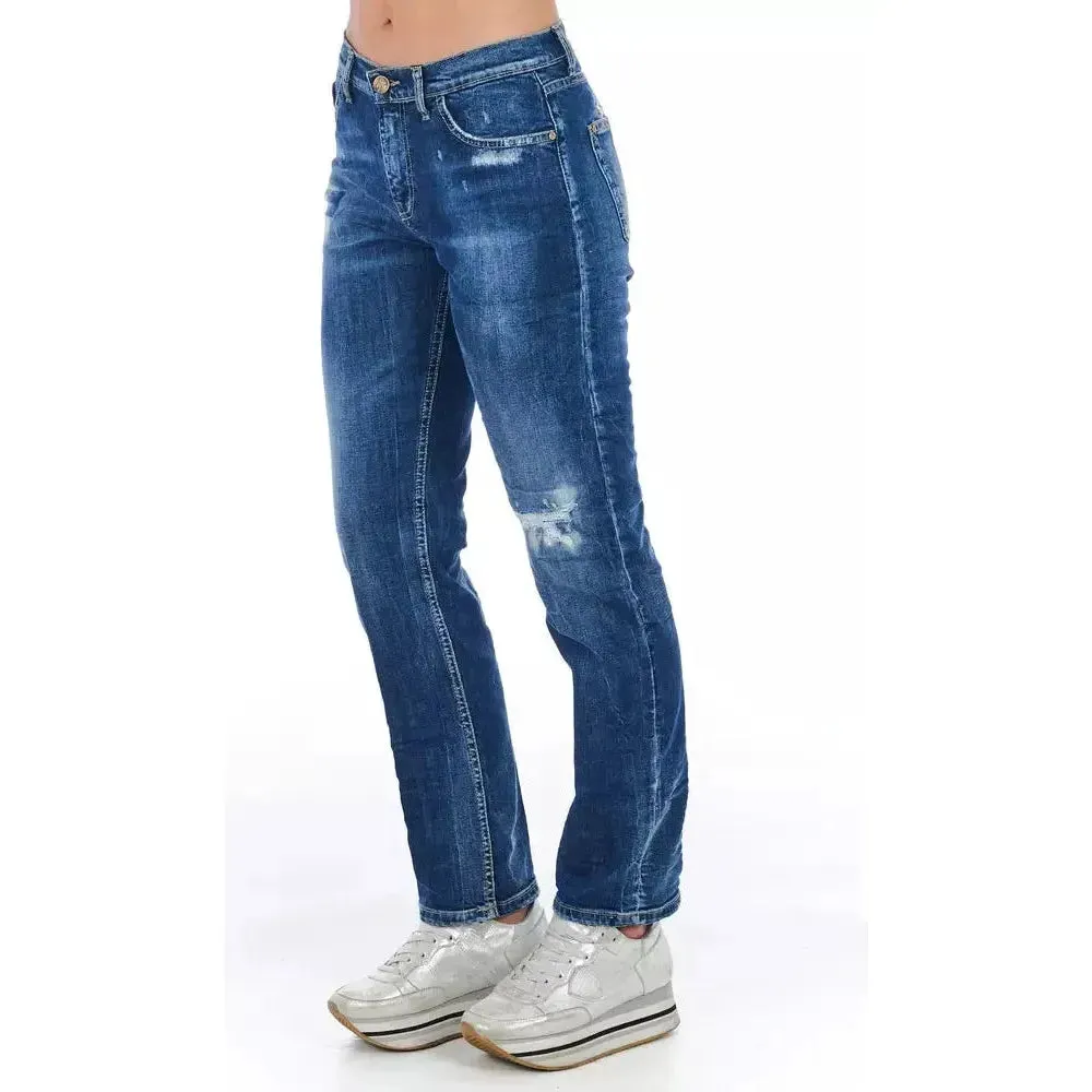 Frankie Morello Blue Cotton Women Jeans