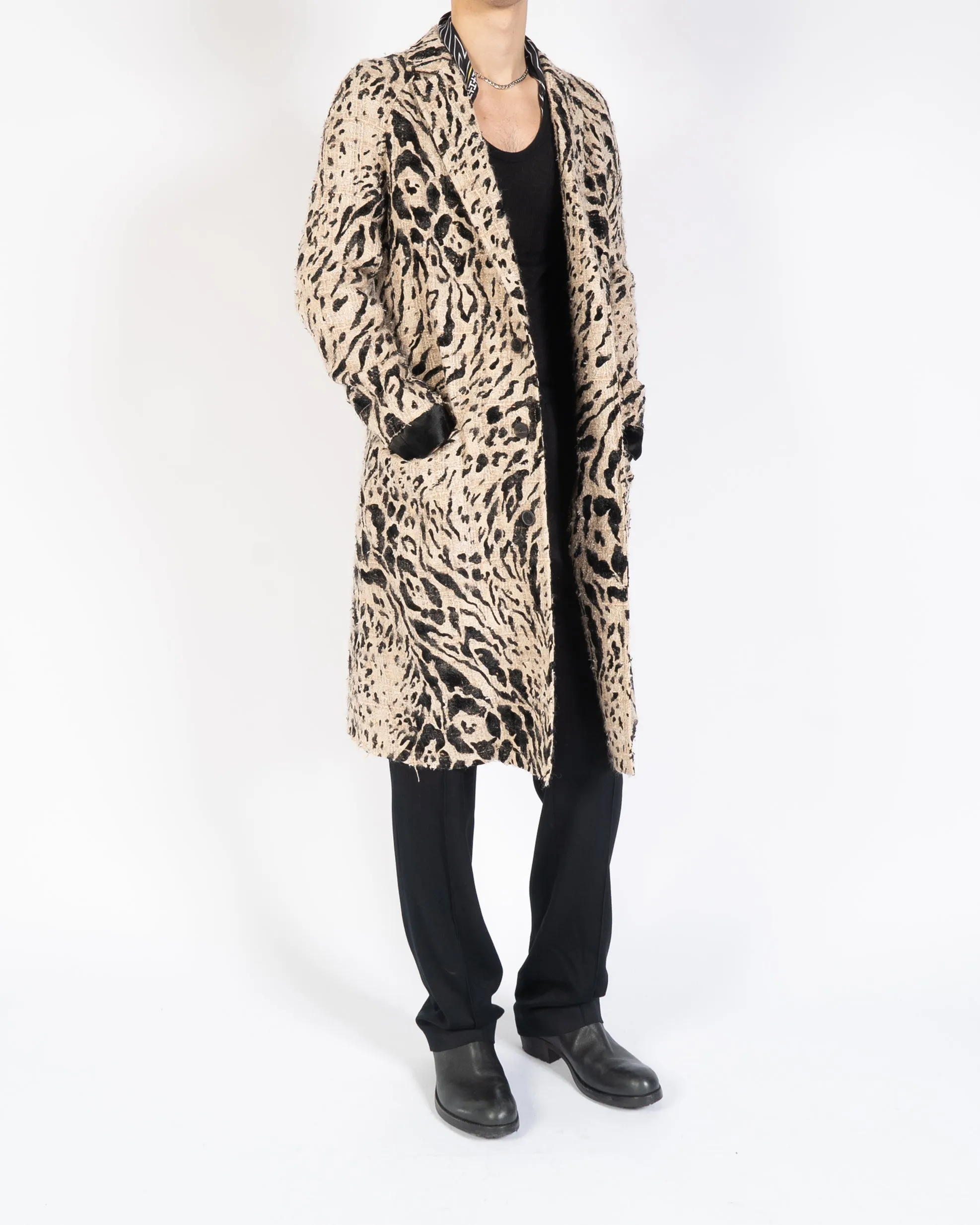 FW18 Leo Jacquard Distressed Overcoat