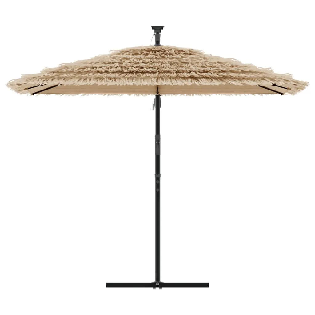 Garden Parasol with with LEDs and Steel Pole Brown 269x269x235 cm