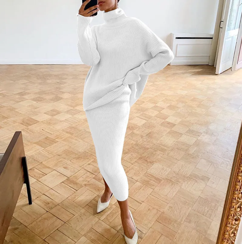 Girlary-shop fall outfits black women Fashion New Women's Turtleneck Loose-Fit Women's Suit Skirt