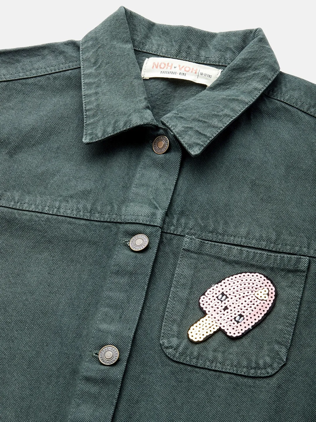 Girls Olive Ice Cream Patch Denim Jacket