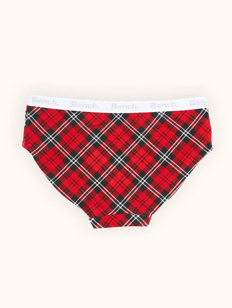 Girls' Red Plaid Bikini Underwear (3 Pack)