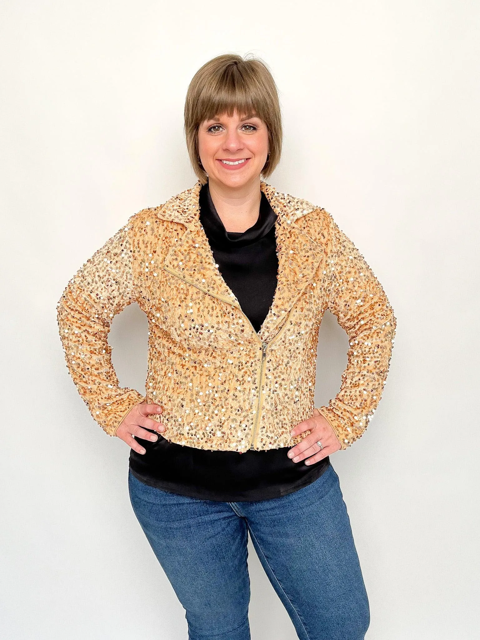 Gold Velvet Sequin Jacket